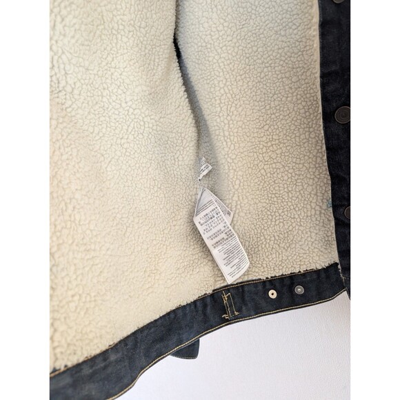 Levi’s Sherpa Trucker Jacket Mens Sz M Blue Denim  Vintage Y2K Style Workwear - Picture 11 of 15